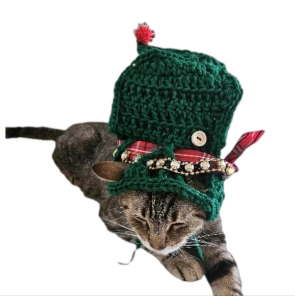 Hand Crafted Christmas Pet Hat Handmade Knit Hat Cats Dogs Puppies Small Pets - Picture 5 of 16